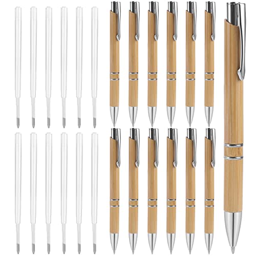 cobee Bamboo Kugelschreiber und Minen Set, 12 Stück 1,0 mm Druckkugelschreiber mit 12 Stück schwarzen Tintenminen Naturbambus-Stift Nachhaltiger Tintenroller Schule Bürobedarf cobee Bamboo Kugelschreiber und Minen Set, 12 Stück 1,0 mm Druckkugelschreiber mit 12 Stück schwarzen Tintenminen Naturbambus-Stift Nachhaltiger Tintenroller Schule Bürobedarf von Cobee