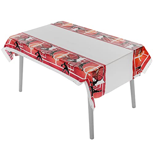 Cobee Einweg-Tischdecke, Basketball-Tischdecke, rechteckige Tischdecke, Kunststoff-Tischdecke für Outdoor-Party, Geburtstag, März Dekorationen (180 x 108 cm) (Tema Pallacanestro) von Cobee