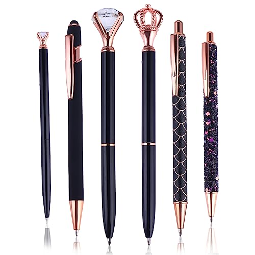 Cobee Kugelschreiber Set, Metallkristall Diamantstift 1,0 mm Feine Spitze Schwarze Tinte Glattes Schreiben Glitzerstift für Journaling ausgefallener Geschenk Männer Frauen Büro Schulbedarf (schwarz) von Cobee