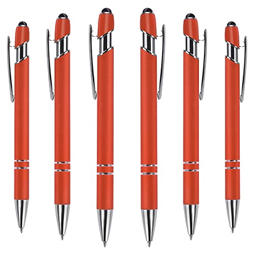 Cobee Kugelschreiber mit Stylus Spitze, 6 teiliger einziehbarer Kugelschreiber, 1,0 mm schwarze Tinte, reaktionsschnelle Klick Metallstifte, 2 in 1 Stylus für Touchscreens(Orange) von Cobee