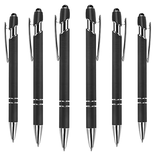 Cobee Kugelschreiber mit Stylus Spitze, 6 teiliger einziehbarer Kugelschreiber, 1,0 mm schwarze Tinte, reaktionsschnelle Klick Metallstifte mit schwarzer Tinte, 2 in 1 Stylus für Touchscreens(schwarz) von Cobee