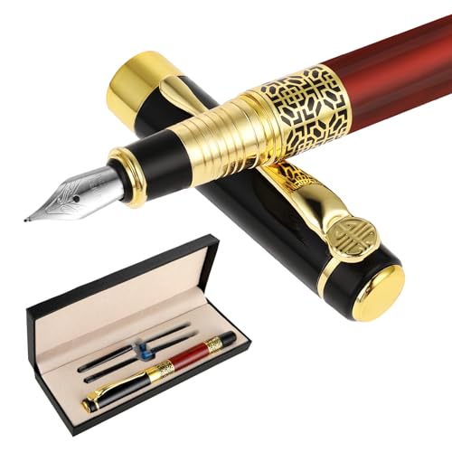 Cobee Luxus Füllfederhalter Set, Metall Füllfederhalter mittlerer Spitze mit 2 Beuteln mit schwarzer Tinte und blauer Tinte Business Schreibstift Kalligraphie Stift für Schule Büro Geschenkartikel Cobee Luxus Füllfederhalter Set, Metall Füllfederhalter mittlerer Spitze mit 2 Beuteln mit schwarzer Tinte und blauer Tinte Business Schreibstift Kalligraphie Stift für Schule Büro Geschenkartikel von Cobee
