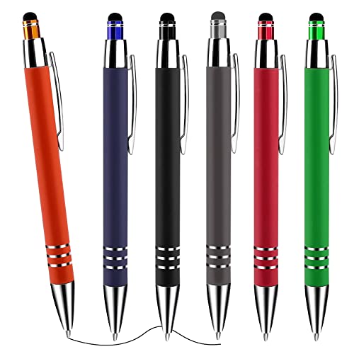 Cobee Stylus Tip Kugelschreiber, 6 Stück 1,0 mm Einziehbarer Kugelschreiber Mittlere Spitze Glatter Schreibstift Schwarze Tinte Metallstift Stylus Schöner Stift für Touchscreens von Cobee