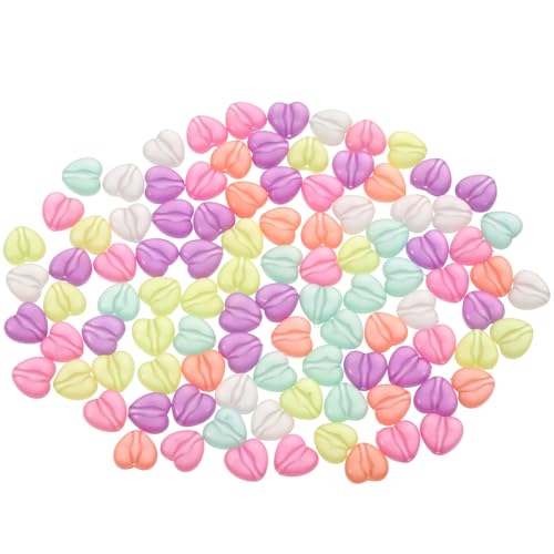 cobee 100 Stück Leuchtperlen Stern, Bunte Bastelperlen Sternform Perlen zum Auffädeln Im Dunkeln Leuchtend Acryl Bastelperlen für DIY Handwerk Armbänder Halsketten Schmuck Herstellung(Liebe) von Cobee