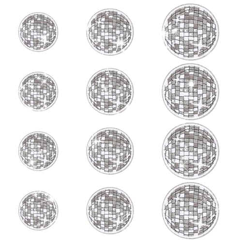cobee 12Pcs Disco Ball Bügeleisen auf Patch bestickt Applique Western Patches Bügeleisen auf Cowgirl Musik Party Bling Ball Spaß Bügeleisen auf Patches für Kleidung Rucksäcke T Shirt (Silber) von Cobee
