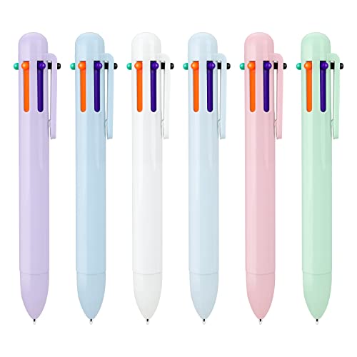 cobee 6-in-1 Mehrfarbiger Kugelschreiber, 6 STÜCKE 0,5 mm Einziehbare Kugelschreiber 6 Farbtintenstifte für Büro Schule Schüler Kinder Geschenk von cobee