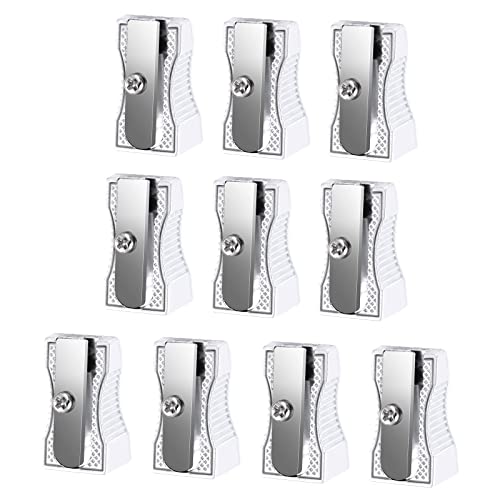 cobee Einloch Bleistiftspitzer, 10 Stück Aluminiumlegierung Bleistiftspitzer Mini Bleistiftspitzer Metallkeilspitzer für Bleistifte Handmetall Bleistiftspitzer für Schulen Büros Art von Cobee