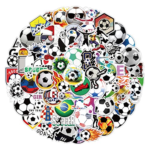 cobee Fußball Aufkleber, 100 Stück Sport Fußball Aufkleber, wasserdichte Wasserflaschen Aufkleber, Fußball Vinyl Aufkleber, Fußball Geschenke für Teenager, ästhetische von Cobee