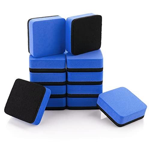 cobee Mini Radiergummis, trocken abwischbar, 12 Stück, magnetischer Whiteboard Radiergummi mit dickem Filz Pad Trockenradierer Kreidetafel Reinigungs Wischer für die Reinigung (dunkelblau) von Cobee