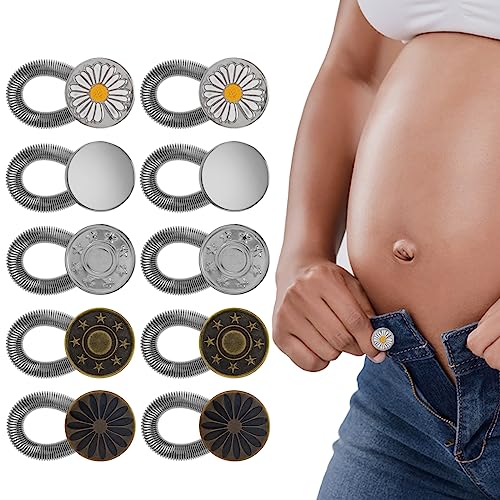 cobee Stoff Knopfverlängerungen, 10 Stück verstellbare Taille Hosenverlängerungen Metall Halsverlängerung kein Nähen von Knöpfen für Damen und Herren Jeans von Cobee