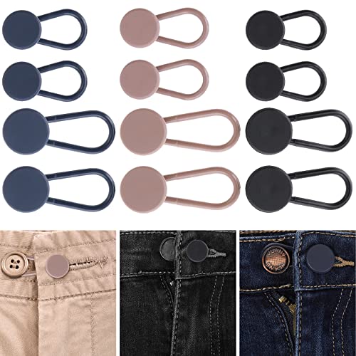 cobee Taillen Hosen Knopf Verlängerung, 12 Stück Bund Verlängerungs Knöpfe für Männer Frauen Jeans Knopf Expander kein Nähen 0,6/1,2 in 2 Größen von Cobee