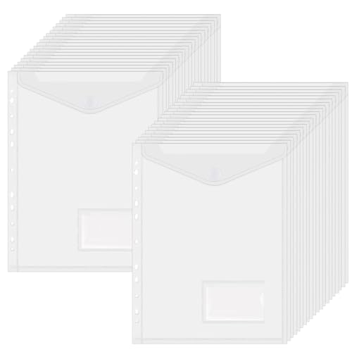 Cobenga 40 Stück Dokumententasche A4, Dokumentenmappe A4 zum Abheften mit Druckknopf Sichttasche A4 Brieftaschen für Organisieren mit 11 Lochrand und Etikettentasche Cobenga 40 Stück Dokumententasche A4, Dokumentenmappe A4 zum Abheften mit Druckknopf Sichttasche A4 Brieftaschen für Organisieren mit 11 Lochrand und Etikettentasche von Cobenga