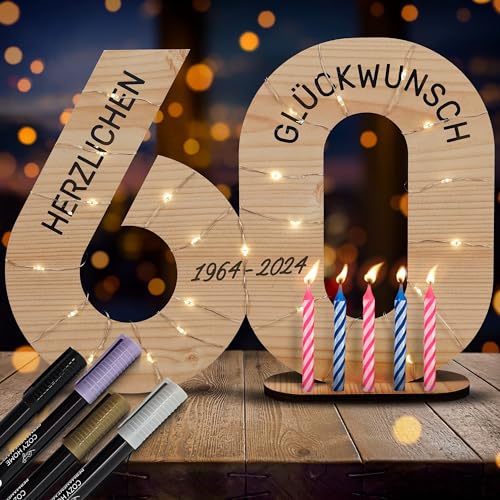 CozyHome Holz Geburtstagskarte 60 Geburtstag Deko - Inkl. Lichterkette + 6 Kerzen & 4 Stifte I Deko 60 Geburtstag Frau Geschenk 60 Geburtstag Frau Geschenke 60 Geburtstag Mann Deko Geburtstag 60 CozyHome Holz Geburtstagskarte 60 Geburtstag Deko - Inkl. Lichterkette + 6 Kerzen & 4 Stifte I Deko 60 Geburtstag Frau Geschenk 60 Geburtstag Frau Geschenke 60 Geburtstag Mann Deko Geburtstag 60 von Cobus