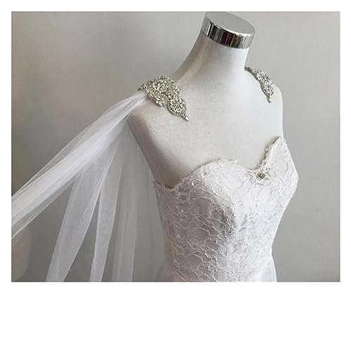 Hochzeit Schal, Schleier, verziert mit Strasssteinen auf den Schultern, Hochzeitsaccessoires, 280 cm breit x 300 cm lang (Color : White, Size : 250cm) von CochOn