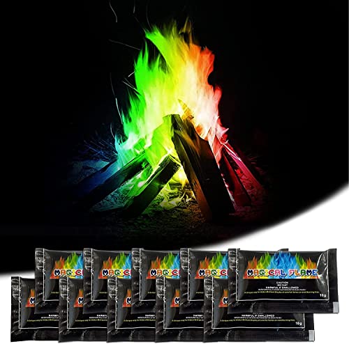 Buntes Feuerpulver,Buntes Feuer,Bunte Flamme Farbwechsel Powder,Magical Flames,Magic Fire Pulver für Lagerfeuer und Außenkamine,Halloween und Weihnachten Party,Outdoor Events 10 X 30g von Cockjun