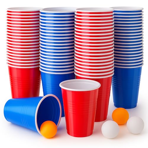 Coco Berming Rote Blaue Mehrwegbecher Set 100 Stück, 500ml Partybecher und 10 Tischtennisbälle, Getränkebecher für Party, Camping, Geburtstag, Hochzeit, Festivals Coco Berming Rote Blaue Mehrwegbecher Set 100 Stück, 500ml Partybecher und 10 Tischtennisbälle, Getränkebecher für Party, Camping, Geburtstag, Hochzeit, Festivals von Coco Berming