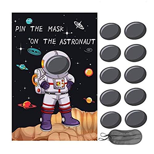 Pin the Mask on the Astronaut Game - Kids Solar System/Outer Space Birthday Party Supplies Decorations von HADEEONG