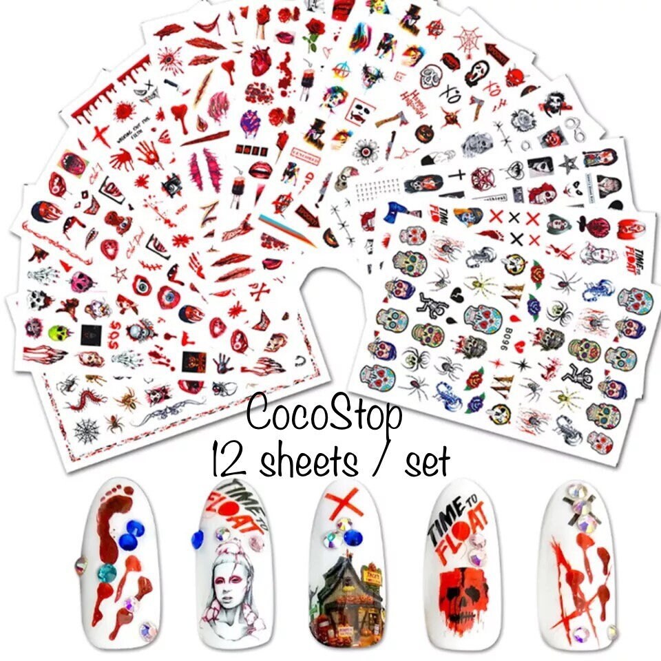 12 Blatt Halloween Sticker Für Selbstklebende Nägel 12 Blatt Halloween Sticker Für Selbstklebende Nägel von CocoStop