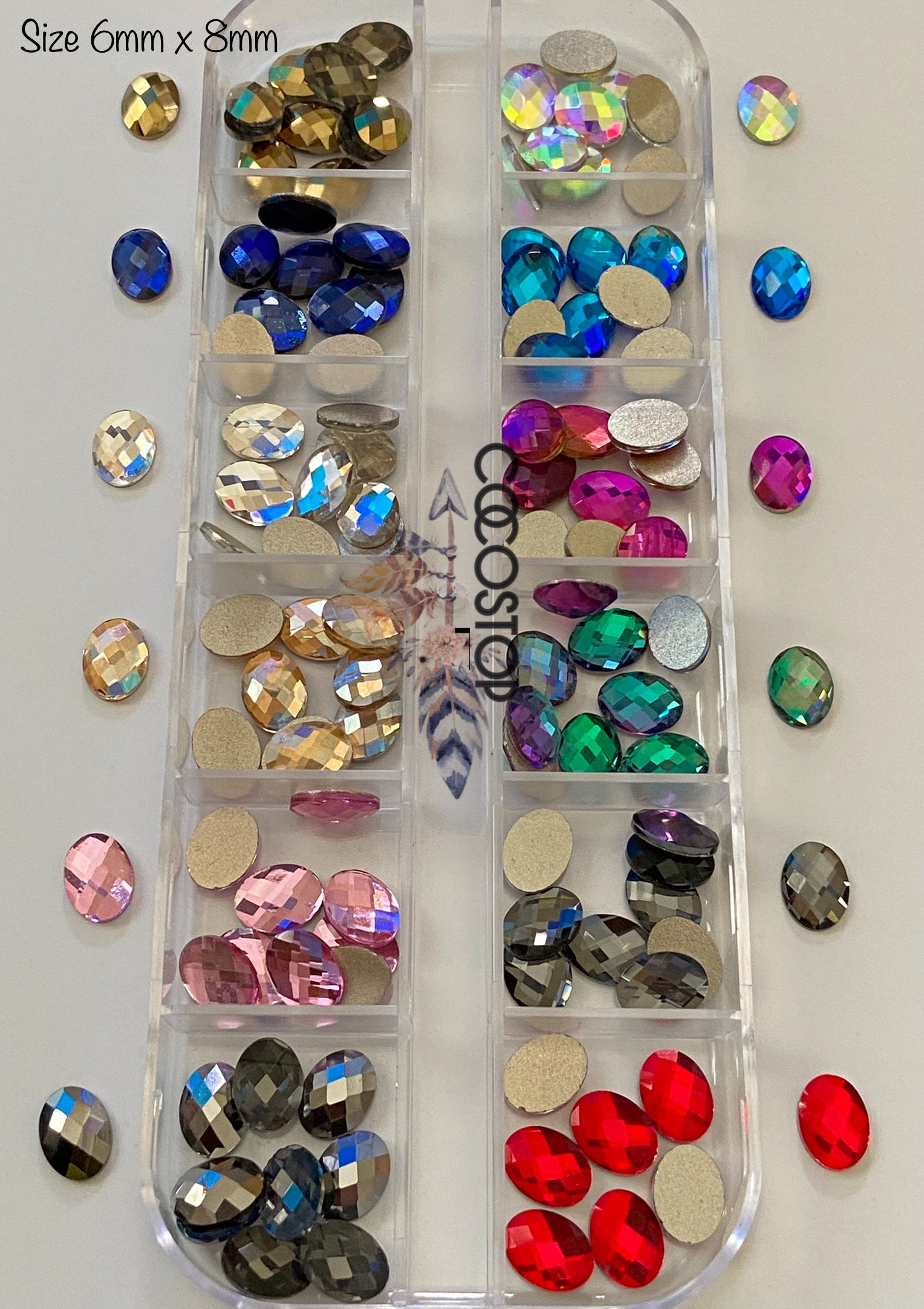 120 Stück Mix Farben Ovale Form Nagel Strass Box von CocoStop