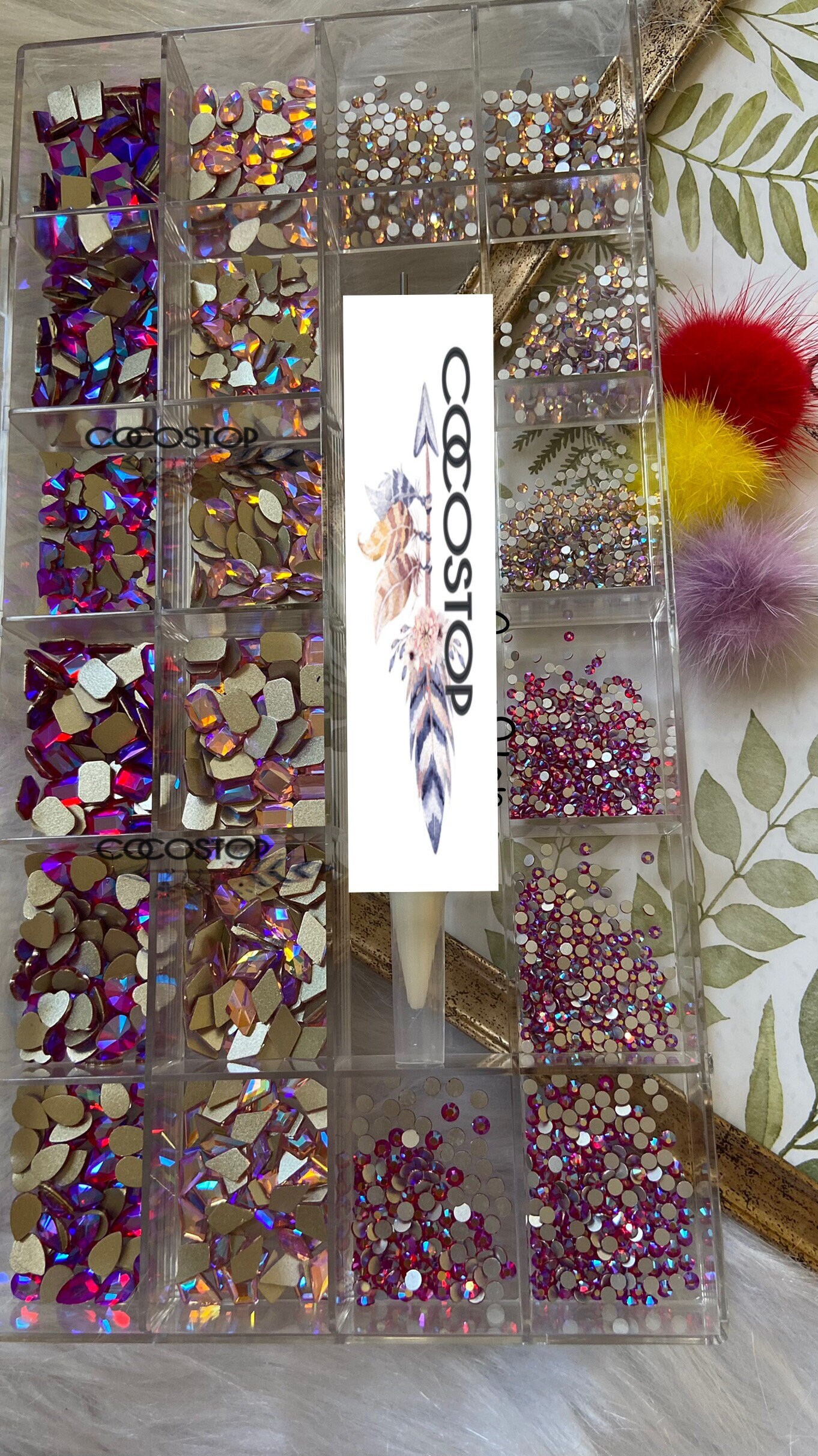 2 Farbe Rosa Strass-Kristall-Box Für Nagel von CocoStop
