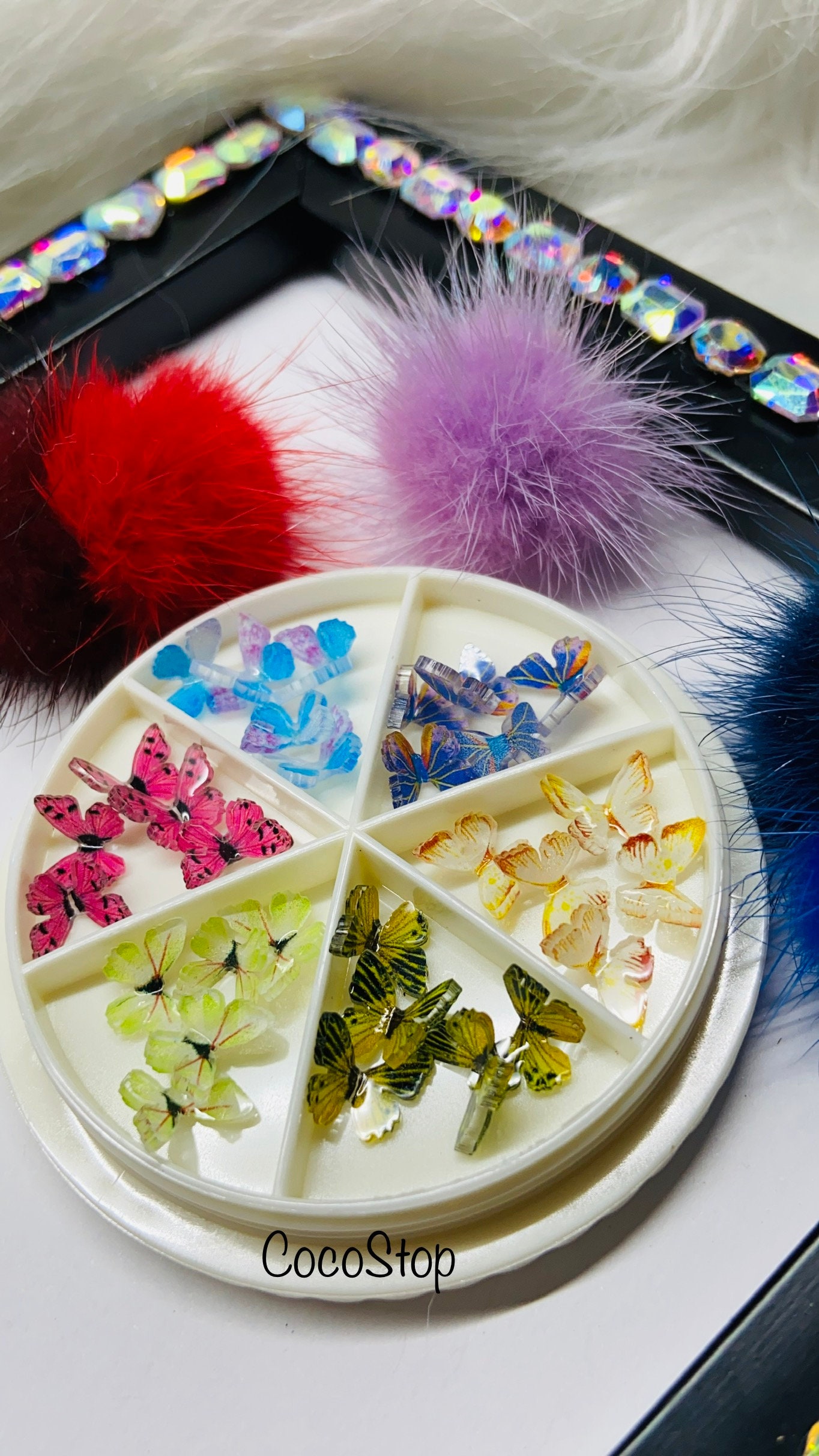 30 Stück Schmetterling Kawaii 3D Nagel Charms von CocoStop