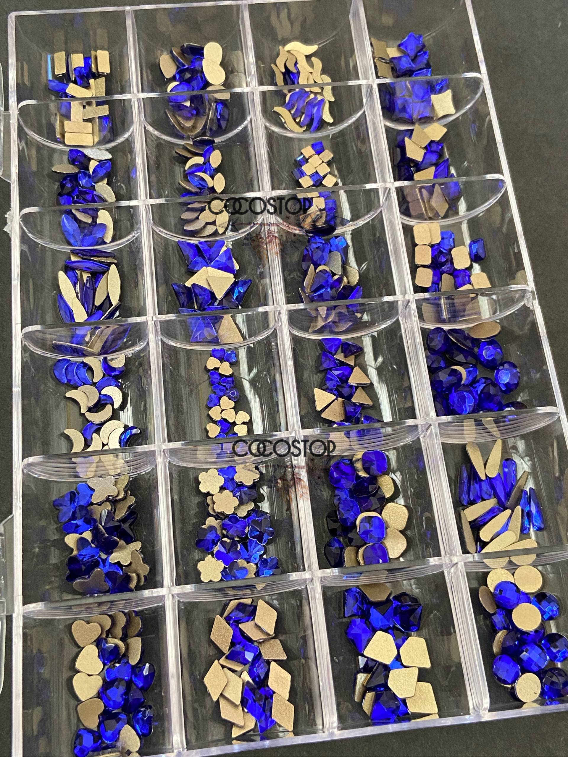 480 Stück Blaue Kristall Nagel Strass Box von CocoStop