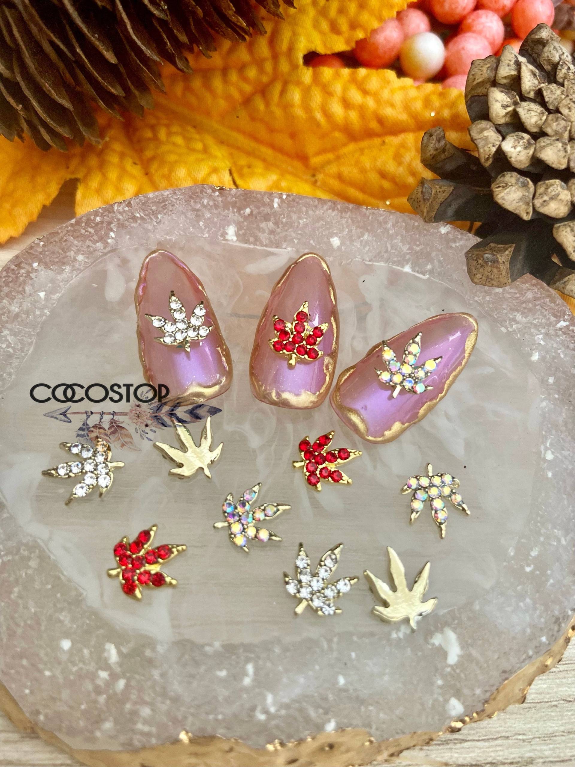 5/10 Stück Ahornblatt 3D Nagel Charms Herbst Nailart von CocoStop