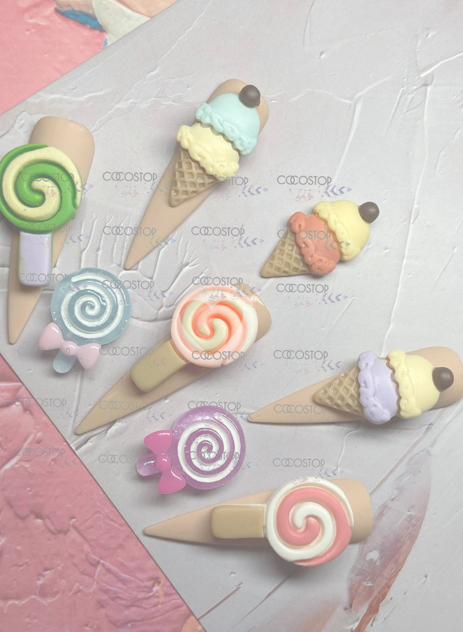 Kawaii Lollipop Süßigkeiten Eis Nagel Charms 3D Nail Art Diy Handwerk von CocoStop