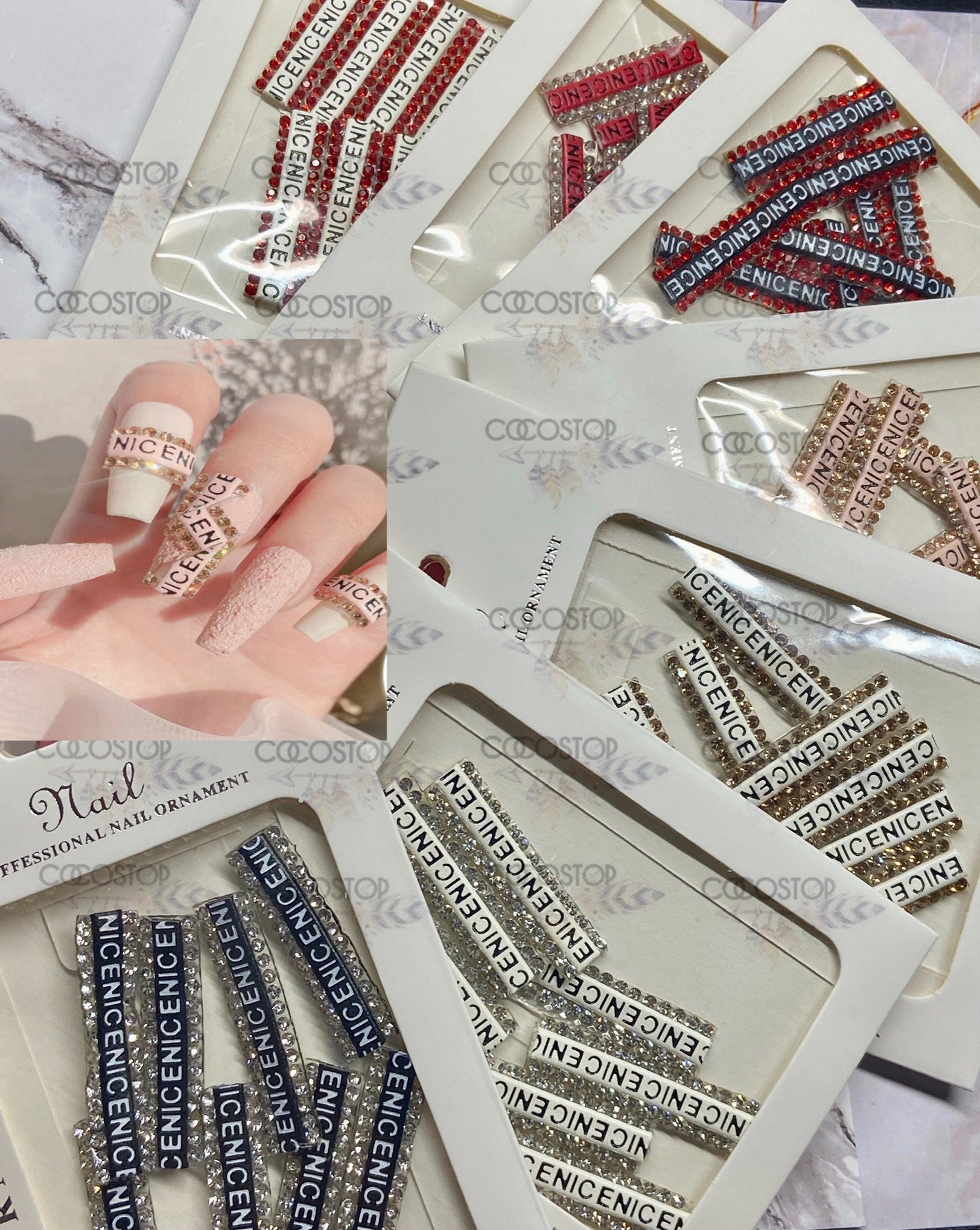 Luxus Buchstaben Band Diamanten Reihen Nagel Schmuck Aufkleber/Nail Art Dekoration Diy Handwerk von CocoStop
