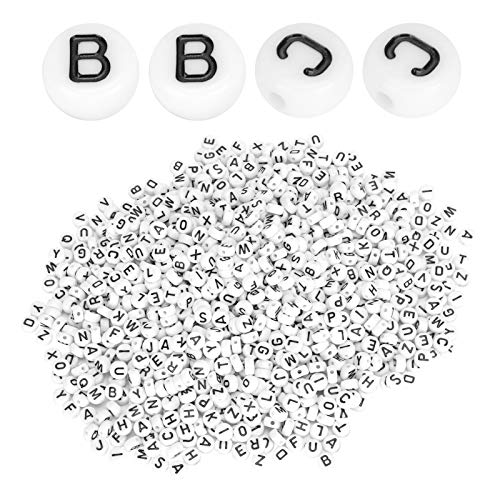 Cocoarm 1000st Weiße Perlen Schwarzes Englisches Alphabet Perlen Umweltfreundliche DIY -Schmuckhersteller für und Erwachsene Cocoarm 1000st Weiße Perlen Schwarzes Englisches Alphabet Perlen Umweltfreundliche DIY -Schmuckhersteller für und Erwachsene von Cocoarm