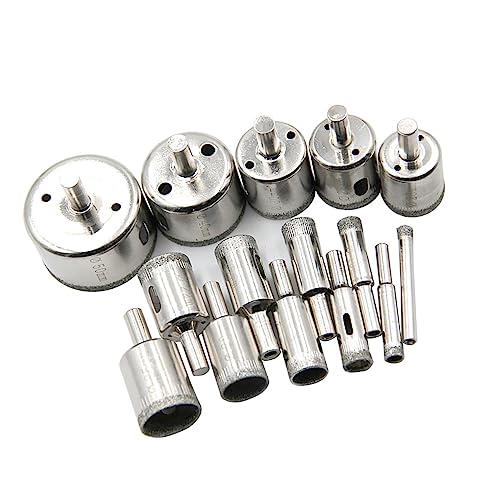 Cocoarm 15pcs Mehrzweck-Diamantbohrer-Bit-Set, Schnell Sauberes Schneiden, Premiummaterial, Zuverlässige Leistung, Vielseitige Größen, Einfache Schmierung, für Glaskeramikfliesen Marmor von Cocoarm
