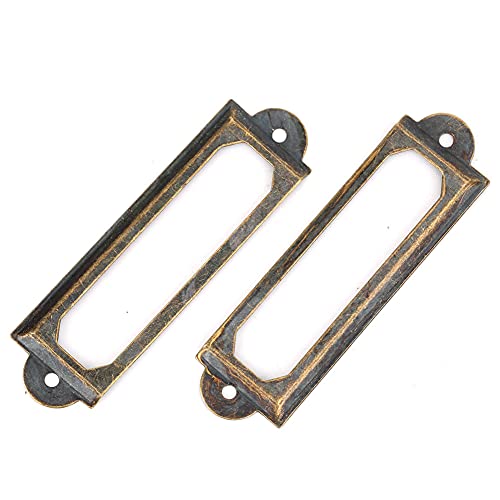 Cocoarm 20 Stück Schubladen-Etikettenrahmen Antik-Stil Schubladenschilder Regaletiketten für Holzkisten Schmuckkisten Fotoalben mit Schrauben Kleber (Grüne Bronze) von Cocoarm