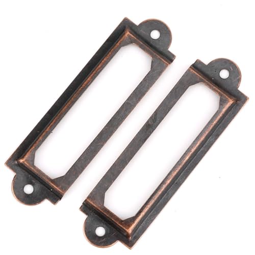 Cocoarm 20 Stück Schubladen-Etikettenrahmen Antik-Stil Schubladenschilder Regaletiketten für Holzkisten Schmuckkisten Fotoalben mit Schrauben Kleber (Rotbronze) von Cocoarm