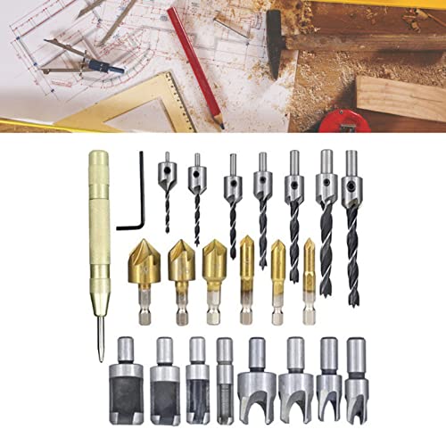 Cocoarm 22pcs Loch Bohrbit Set Bohrbit Kit Countersink Edelstahl Messing 1/4in Hex 3/8 Zoll Runde Schaft mit Holzstopfen Cutters L -Schraubenzusammenschlag für Holzbearbeitung für Holzbearbeitung Cocoarm 22pcs Loch Bohrbit Set Bohrbit Kit Countersink Edelstahl Messing 1/4in Hex 3/8 Zoll Runde Schaft mit Holzstopfen Cutters L -Schraubenzusammenschlag für Holzbearbeitung für Holzbearbeitung von Cocoarm