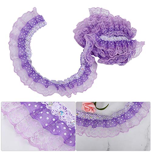 Cocoarm 5 Yards Baumwollspitzenverkleidung Falten -Spitzenband mit Pailletten Verzierungen 5 Farben für DIY Hochzeits Geburtstagshandwerkskraken Haarbögen (PURPLE) von Cocoarm