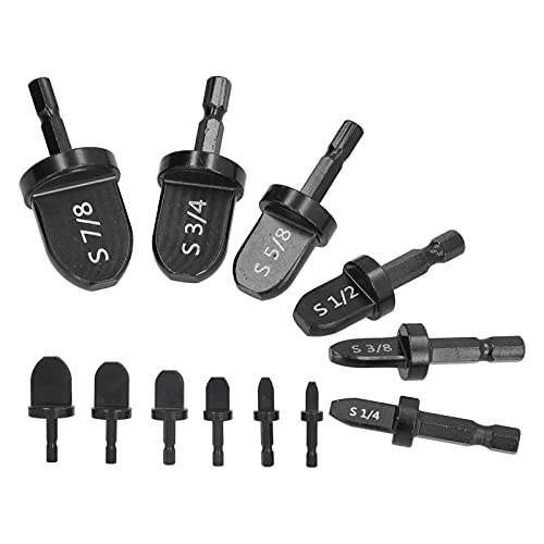 Cocoarm 6-teiliges Quetschwerkzeug-Bohrersatz Rohraufweiter-Bohrer Quetschbohrer für Kupfer-Aluminium-Rohr-Aufweitung mit 7/8 3/4 5/8 1/2 3/8 1/4 Zoll Größen (Sechskantgriff) von Cocoarm