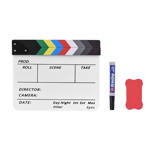 Cocoarm Acryl -Klappboard, Trockenerase -Clapboard mit Marker und Radiergummi, TV (Mehrfarbiger Stock) von Cocoarm