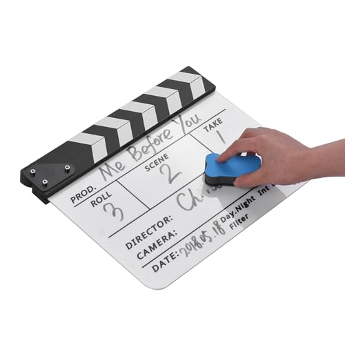 Cocoarm Acryl -Klappboard, Trockenerase -Clapboard mit Marker und Radiergummi, TV (Weißer und schwarzer Stock) von Cocoarm