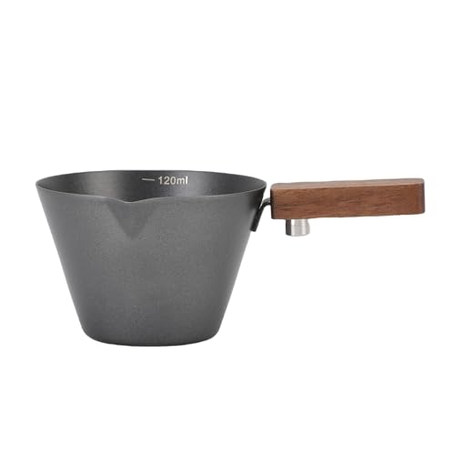 Cocoarm Edelstahl-Messbecher, Kaffeelöffel mit Holzgriff für Präzise Extraktion, Milchschäumen, Klare Graduierungsmarkierungen (BLACK) von Cocoarm