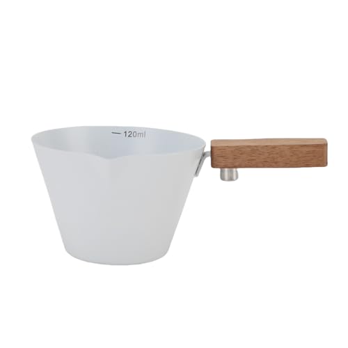 Cocoarm Edelstahl-Messbecher, Kaffeelöffel mit Holzgriff für Präzise Extraktion, Milchschäumen, Klare Graduierungsmarkierungen (WHITE) von Cocoarm
