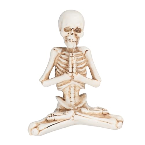 Cocoarm Harzmeditation Schädel Orament Halloween Dekor Kleine Lebensgröße Menschliches Skelett für Außenintertisch Spukhaus Party, Exquisite Handwerkskunst, Meditationsthema, Kompakt von Cocoarm