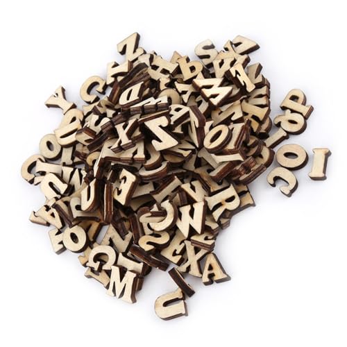 Cocoarm Holzalphabetbuchstaben, Unbemaltes DIY -Handwerk Holzzahlen, 200pcs Bildungsspielzeug für Lernen und Wohnkultur (Englisch Brief Design) von Cocoarm
