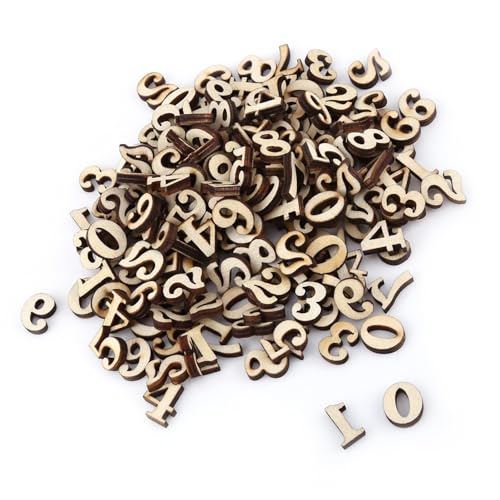 Cocoarm Holzalphabetbuchstaben, Unbemaltes DIY -Handwerk Holzzahlen, 200pcs Bildungsspielzeug für Lernen und Wohnkultur (Nummer) von Cocoarm