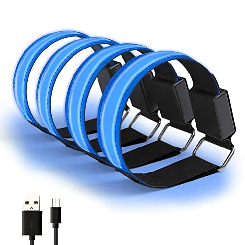 Cocoarm LED-Armband, USB-wiederaufladbare Reflektierende Bandverstellbare Sicherheitsleuchten mit 3 Modi Spritzsicher für den Outdoor-Laufradring-Joggen (BLUE) von Cocoarm