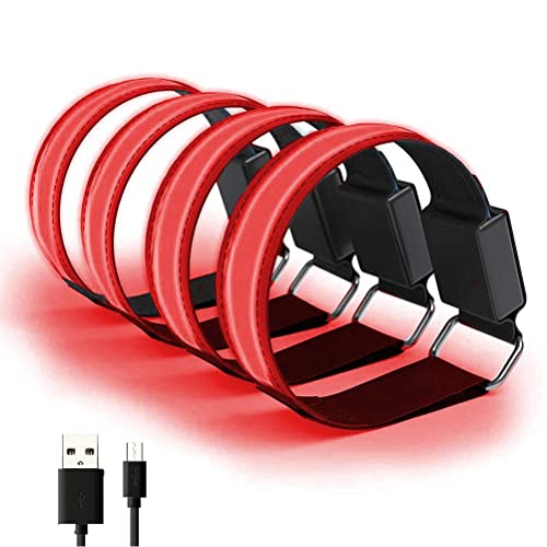 Cocoarm LED-Armband, USB-wiederaufladbare Reflektierende Bandverstellbare Sicherheitsleuchten mit 3 Modi Spritzsicher für den Outdoor-Laufradring-Joggen (Rot) von Cocoarm