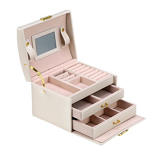 Cocoarm Schmuckkasten Kosmetik Schmuckschatulle Dreischichtiger Schmuck Aufbewahrungsorganisator Box mit 2 Schubladen Reise Box für Ringe Armbänder Ohrringe Halsketten für Cocoarm Schmuckkasten Kosmetik Schmuckschatulle Dreischichtiger Schmuck Aufbewahrungsorganisator Box mit 2 Schubladen Reise Box für Ringe Armbänder Ohrringe Halsketten für von Cocoarm