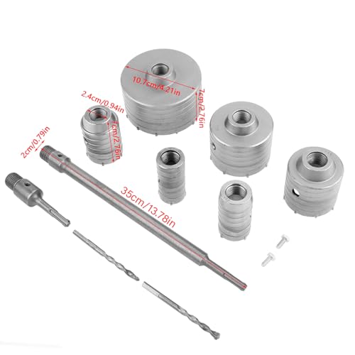 Cocoarm TCT-Kernbohrer-Set mit Plus-Verlängerungsschaft, Wolfram-Lochschneider für Mauerwerk, Inklusive 35-mm-110-mm-Bits, für Wasserrohre, Klimaanlagenrohre und 4-Zoll-Wandventilator von Cocoarm