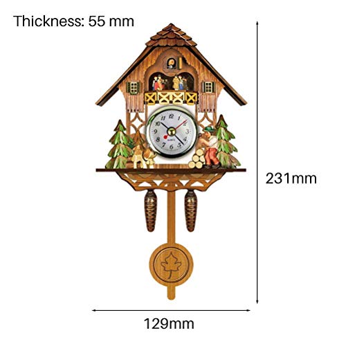 Cocoarm Traditionelle Nordwestliche Europäische Kuckucksuhr Schwarze Walduhr Holz Vogelhaus Wanduhr mit Autoschwung Glockenpendel für Wohnkultur (CM001) von Cocoarm
