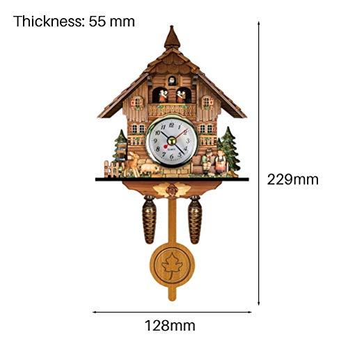 Cocoarm Traditionelle Nordwestliche Europäische Kuckucksuhr Schwarze Walduhr Holz Vogelhaus Wanduhr mit Autoschwung Glockenpendel für Wohnkultur (CM010) von Cocoarm