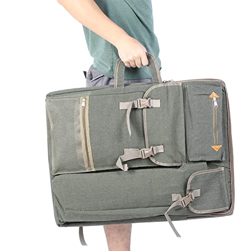 Große Canvas-Skizzenbretttasche aus Stoff mit Taschen, Multifunktionale Große Kunsttasche für den Außenbereich, Wasserdicht, 66 X 50 cm (Aschgrau) von Cocoarm